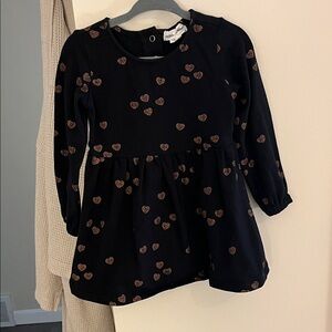 Black Heart Patterned Kids Dress